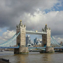 London skyline including Tower Bridge, painting by Hiroshi Yoshida