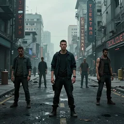 cyberpunk people on desolate street, artgerm, highly detailed, hyper realistic, communist future
