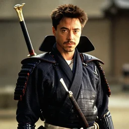 Robert John Downey Jr as samurai , an film still