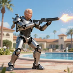joe biden in a mech shooting up mar a lago