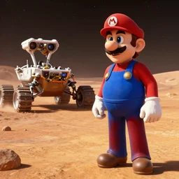 Mario Draghi visiting mars with Dr. Manhattan,the curiosity rover is visible in the background