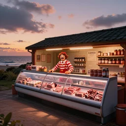 where's wally sunset in a butcher shop meat freezer