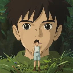 procedural human in the wild, full body shot by studio ghibli, inspired by peter gric, epic, huge scale, beautiful fine face features, intricate high details, sharp, ultradetailed