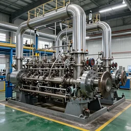 an industrial age stem engine factory, fully operational in modern days photography style
