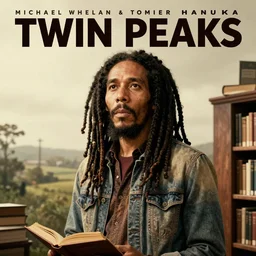 Twin Peaks movie poster artwork by Michael Whelan and Tomer Hanuka, Rendering of Bob Marley is the local librarian of Twin Peaks, from a scene from Twin Peaks, clean, full of detail, Matte painting, trending on artstation and unreal engine