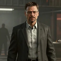 Screenshot of Walter White as agent 47 in the Hitman video game