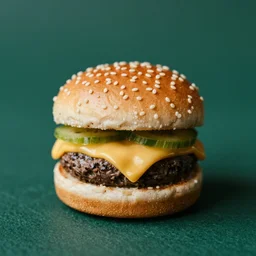 a delicate foto of a cheesburger, 3 5 mm, nikon, in the style of karl lagerfeld, fuji film, green tones, dof