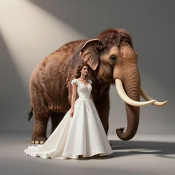 a mammoth trying a new dress