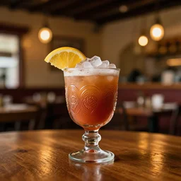 photograph of one!!!! mexican cafe de olla in ornate!!!! glass cup, cinematic lighting high bokeh in an upscale restaurant