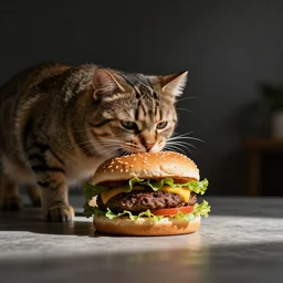 cat being turned into a burger