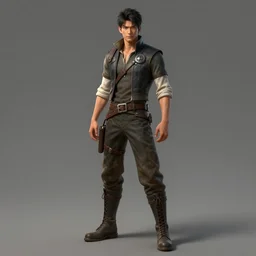portrait asian - looking rogue dnd fantasy character wearing a vest and high boots single character concept art digital art medium shot highly detailed sharp focus photorealistic illustration wlop luis royo 1 2 3 4
