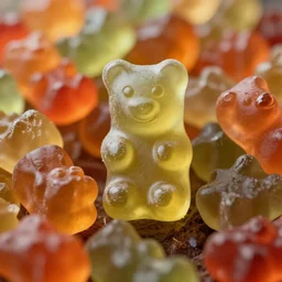 a closeup photorealistic photograph of gummy bears as a nature documentary. professional capture. this 4 k hd image is trending on artstation, featured on behance, well - rendered, extra crisp, features intricate detail, epic composition and the style of unreal engine.