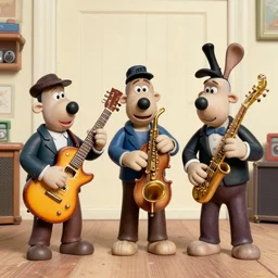 jazz trio in style of Wallace & Gromit