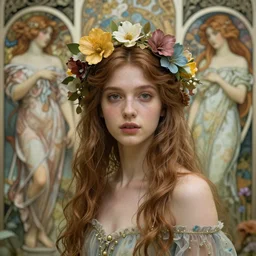 beautiful young goddess by zdzisław beksinski, iris van herpen, jean delville, jeffrey smith, martine johanna, and alphonse mucha, detailed whimsical beautiful portrait, shallow depth of field octane render, beautifully lit, ai biodiversity
