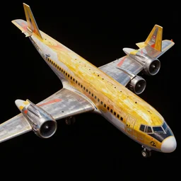 Fallout Giant Airplane Concept Art, black background, vibrant colors, 8k photorealistic, HD, high details, trending on artstation