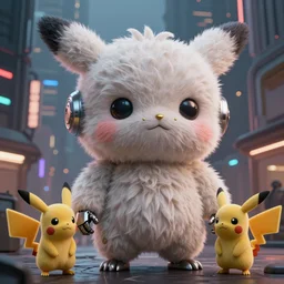 high quality 3 d render very cute fluffy cyborg!! hanuman with gold nose piercings, highly detailed, cyberpunk mumbai in the background, unreal engine cinematic smooth, in the style of solaris & detective pikachu, hannah yata charlie immer, moody light, low angle, uhd 8 k, sharp focus