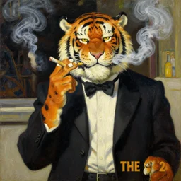 Tony the Tiger cigarette advertisement, oil painting, Norman Rockwell