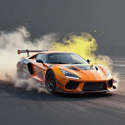 extreme sports car skid dust splash art graphic design color splash high contrasting art, fantasy, highly detailed, art by greg rutkowski