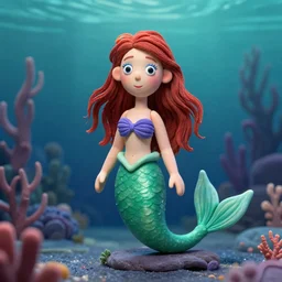 portrait of a claymation mermaid by aardman and tim burton in the ocean
