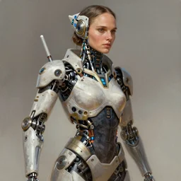 portrait of natalie portman, robot biopunk, horizon zero dawn machine, intricate, elegant, highly detailed, ray tracing, digital painting, artstation, concept art, smooth, sharp focus, illustration, art by artgerm and greg rutkowski and alphonse mucha, 8 k