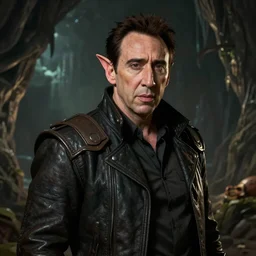 A fantasy comic book style portrait painting of Nicolas Cage as a goblin in a cavern setting, unreal 5, DAZ, hyperrealistic, octane render, RPG portrait, ambient light, dynamic lighting