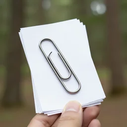 office assistant, paper clip, in the woods, photography, depth of field, 4 k resolution