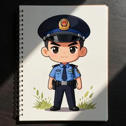 asset sheet, material study, ( chibi caricature ) policeman by mark ryden
