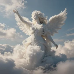 a heavenly figure made of clouds, digital art