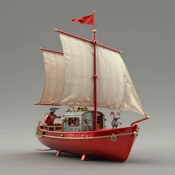 adventurer ( ( ( ( ( 1 9 5 0 s retro future robot mouse sailboat house robot. muted colors. ) ) ) ) ) by jean baptiste monge!!!!!!!!!!!!!!!!!!!!!!!!! chrome red