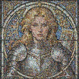 head-on symmetrical centered painted portrait, Elisha Cuthbert as a paladin, blonde hair, ornate iron armour, art nouveau, tarot card, fantasy, stained glass style, intricate, elegant, highly detailed, smooth, sharp focus, illustration, artstation, in the style of Artgerm and Anna Podedworna and Alex Ross and Mucha