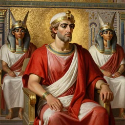 beautiful oil matte portrait painting, ancient senators in red and white robes sit in tribunes, egyptian mosaic background, highly detailed, beautiful cinematic light deep focus, elegant, digital painting, smooth, sharp focus, golden ratio, dramatic illumination, art by aleksi briclot, rutkowski and caravaggio