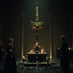 the heavenly alter, oil caustics, film still from the movie directed by denis villeneuve and david cronenberg with art direction by wayne d barlowe