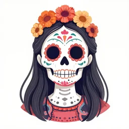 Illustration of a sugar skull day of the dead girl, art by ryoji ikeda