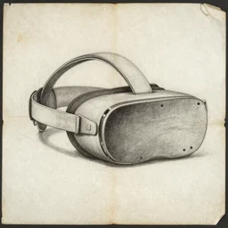 a sketch on papyrus of a virtual reality headset in the style of Leonardo Da Vinci