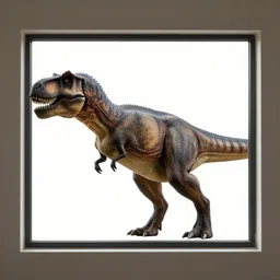 a portrait photo of tyrannosaurus window, side shot, by shunji dodo, 8 k resolution, high quality