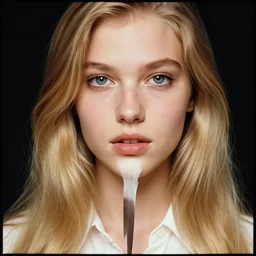 attractive beautiful long blonde hair young model full body wearing shirt, soft, cute, 1 9 6 0 ’ s fashion, 1 5 0 mm f 2. 8, extreme close up face shot, hasselblad, photo by brian ingram, david lazar, lisa kristine, steve mccurry, high quality, symmetrical face, clear skin, 4 k, dramatic lighting