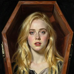A masterpiece head and shoulders portrait of Elle Fanning trapped in a coffin by William Adolphe Bouguereau and Junji Ito