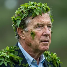 george bush covered in green foliage, high detail