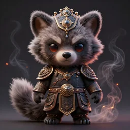long shot of a beautiful detailed art of cute fluffy doll of a wolverine warrior, by tomasz alen kopera and justin gerard, symmetrical features, ominous, magical realism, texture, intricate, ornate, royally decorated, whirling smoke, embers, fantasy, trending on artstation, volumetric lighting, micro details, 3 d sculpture, ray tracing, 8 k, anagly