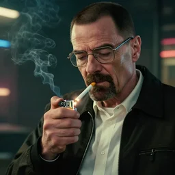 gustavo fring from breaking bad asking for a lighter, smoking a cigarette, luxury, 4 k, high detail, unreal engine, cyberpunk, blur, art station 5