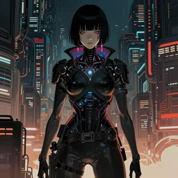 digital hyper cyber punk future horror ukiyo - e painting, artstation