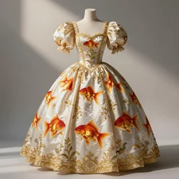goldfish inspired baroque dress with puffy sleeves