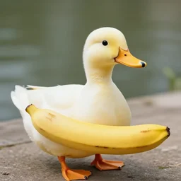 a banana with a duck for a head