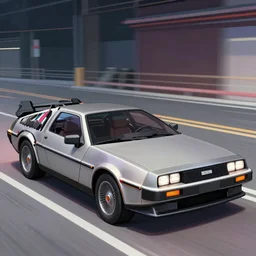 An anime art of one delorean, digital art, 8k resolution, anime style, high detail, lowrider style, wide angle