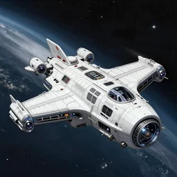 very detailed photoillustration of a science fiction spaceship cruising through space, with Jupiter in the background, book cover art, masterpiece