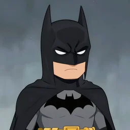 a portrait of a ver very sad batman, cartoon