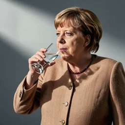 Angela Merkel drinking Vodka, manga art, high resolution