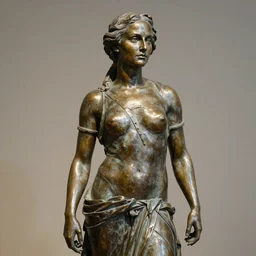 detailed photo of an old bronze patina statue of nathalie portman, full body portrait, photorealism, intricate detail, museum diffuse lighting