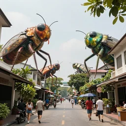 an concept art, photorealistic thailand street, large insect biomes, fantasy, ultra realistic, style by dylan cole, trending in artstation, cgsociety, octane render, ultra sharp, unreal engine, 8 k