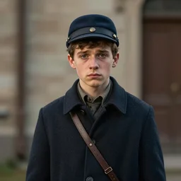 twentinine years old lee evans as a ( ( ( sad ) ) ), quirky eastern european 1 9 th century postman. detailed soft focus interesting lights, portrait by miriam escofet
